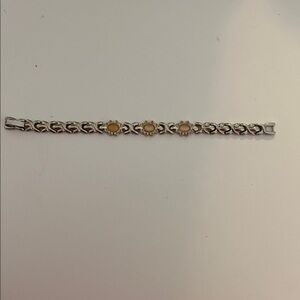 Rare 1960s Crown Trifari Sterling Silver Citrine Gem Bracelet